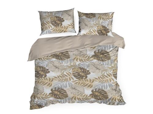 Obliečky na posteľ z mikrovlákna - Korfu ozdobené tlačou exotických listami, prikrývka 160 x 200 cm + 2x vankúš 70 x 80 cm